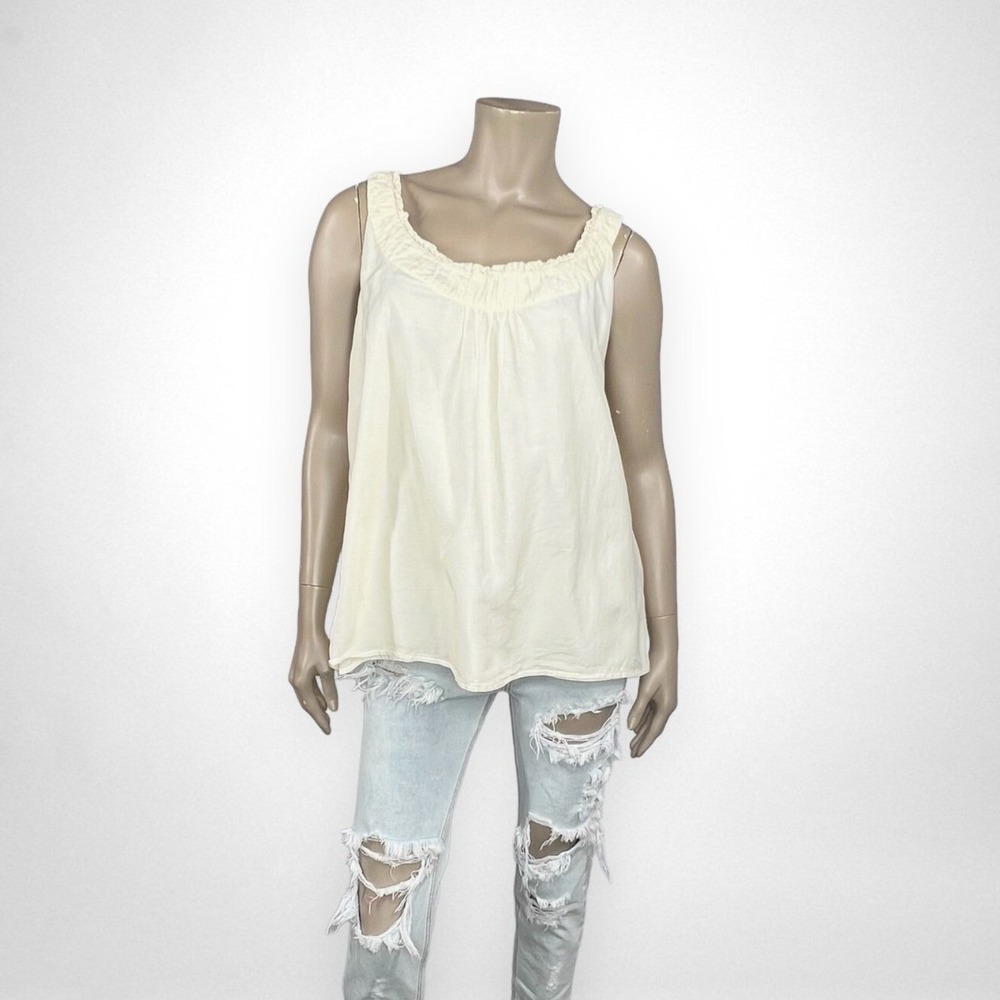J JILL Large Ivory Silk Blend Sleeveless Top Summer Casual Basic - Picture 1 of 6